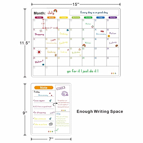 Janchn Fridge Calendar Dry Erase Magnetic Calendar For Fridge, Dry Erase Calendar For Fridge Magnetic White Board, Refrigerator Calendar Whiteboard For Fridge, Magnet Calendar For Fridge 2 Pieces #TOP2