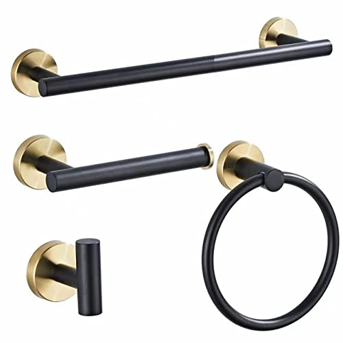 Herrajes negros de baño minimalistas con acabado premium de cuatro piezas 2
