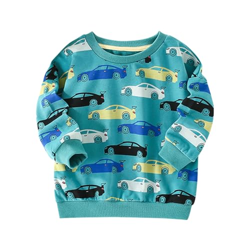 Hoodies for Boys Girls Pullover Sweatshirts Toddler Boys Cartoon Cars Printing Causal Round Neck (Light Blue, 1-2 Years)