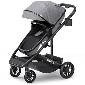 newyoo Bassinet Stroller for Baby, Nestro 516M, Convertible Infant Strollers w Reversible Seat & Cup Holder, 2-in-1 Rear-Facing Pram from Newborn to Toddler, One-Hand Easy Fold, Grey