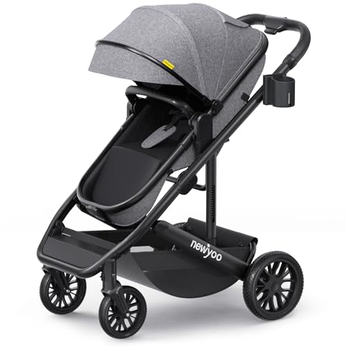 newyoo Infant Stroller, Nestro 516M, Convertible Infant Strollers w Reversible Seat & Cup Holder, 2-in-1 Rear-Facing Pram from Newborn to Toddler, Grey