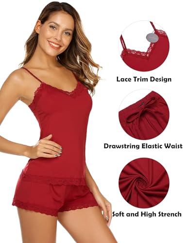 Image of Avidlove Women Cami Pajama Set Modal Sleepwear Lace Trim Short PJ Set with Shorts