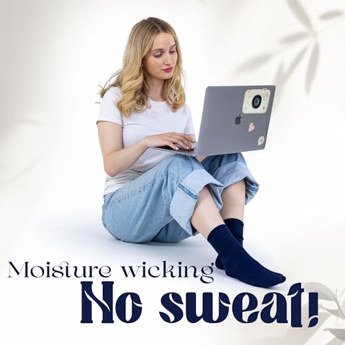 Womens Soft Rayon from Bamboo Dress Socks Crew Seamless Toe Turn Cuff Socks 3-6 Pairs4