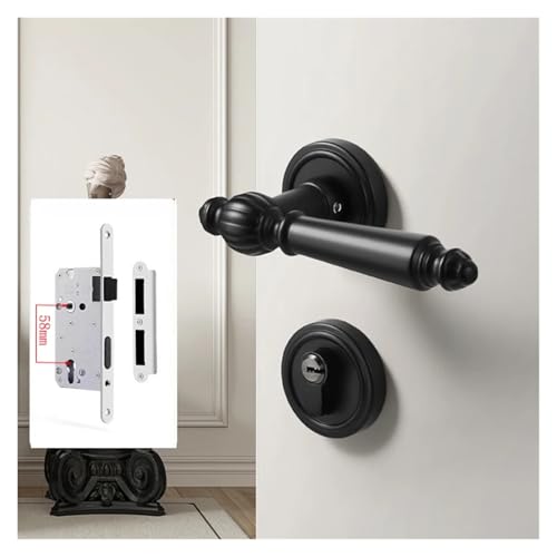 Serrure de poignée de chambre intérieure noire pour porte bois et salle de bain - 3