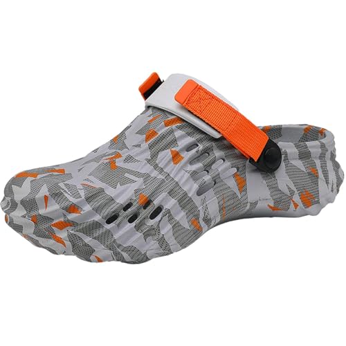 FRTUBOP Zuecos para hombre, zapatos de jardín, antideslizantes e impermeables, ligeros, transpirables, para el trabajo, la playa y la ducha, naranja, 43 EU