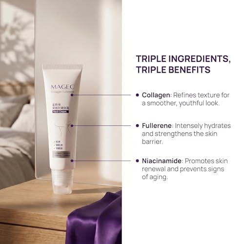 Image of Magic Collagen Fullerene Neck Cream, Advanced Neck Cream with Roller, Moisturizing Anti-Wrinkle Treatment for Sagging Neck, Five Rollers Boost Absorption, Reduce Crepey Skin and Double Chin(1 PCS)