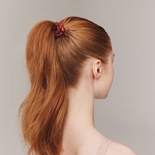 Image of Slip Silk Hair Ties - Skinny Silk Auburn Scrunchies, No Damage, No Crease, Anti-Breakage |100% Mulberry Silk | All Hair Types | Made with Proprietary Slipsilk | Set of 4
