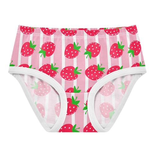 Joisal Cute Red Strawberries Pink Stripes Girls Underwear Toddler 2t Cotton Little Girl Panties Funny Underpants Briefs