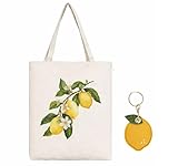 MOAZIFI Stilvolle Strandtasche Damen mit Anhänger Set - Wunderschöne Zitronen Deko für den Urlaub, praktischer Shopper & Sommer Deko als tolles Geschenk für Frauen