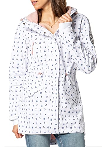 Sublevel Damen Softshell-Jacke Kurzmantel mit Kapuze & Print white L