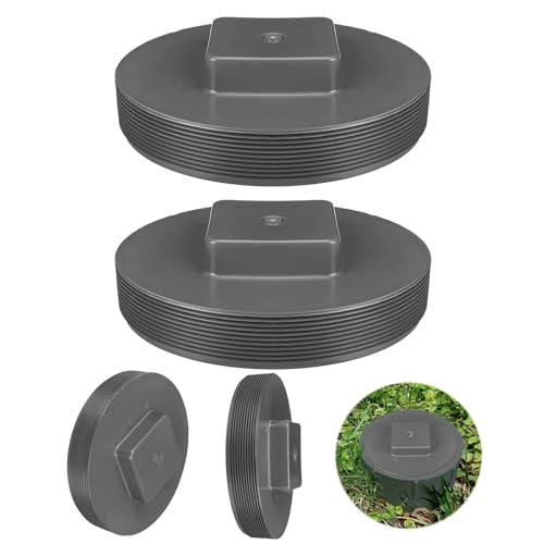 Frienda 2 Pcs 8'' PVC Cap NPT Male Threaded Sewer Cleanout Cover Plug PVC DWV Pipe Fitting Flush End Cap Adapter for Plumbing Water Line Drainage Piping System