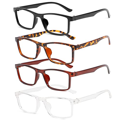 Image of Przene 4 Pack Rectangle Blue Light Blocking Glasses,Anti Glare Eye Strain UV400 Square Eyeglasses for Men Women (MIX COLOR-1)
