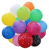 12 Inch Printed Star Multicolor Balloons, 50 Pcs Assorted Colors Latex Balloon for Happy Birthday Party Festival Wedding Anniversary Decoration Baby Shower Party Supplies