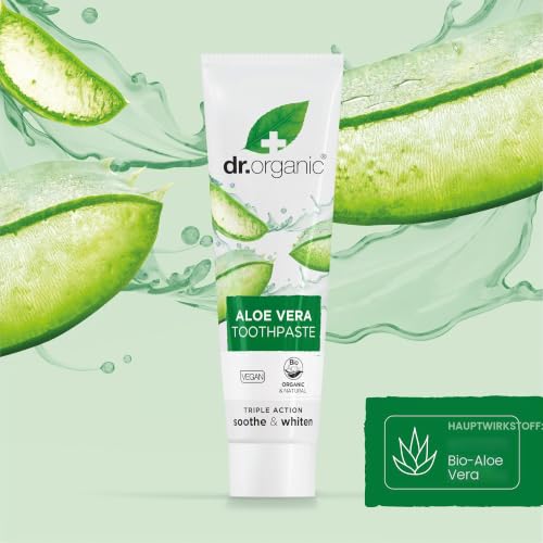Dr Organic Aloe Vera Zahnpasta, Aufhellend, Natürlich, Vegan, Tierversuchsfrei, Paraben- & SLS-frei, Bio, 100ml – Ansicht 4