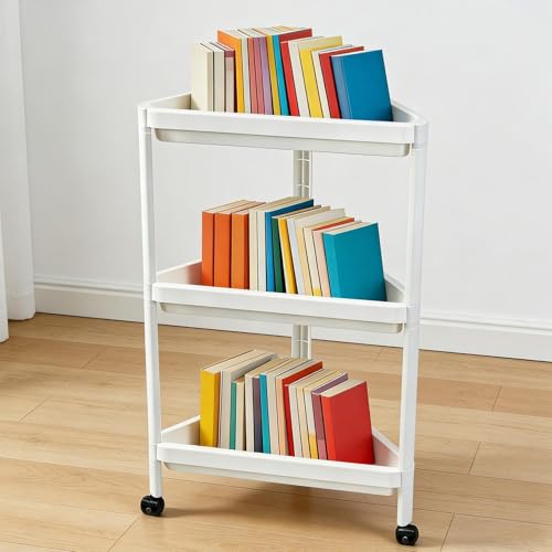 Mueble esquinero triangular rodante de 24 pulgadas con estantes organizadores 4