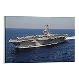 Canvas Prints Aircraft Carrier US Navy USS George H.W. Bush (CVN-77) Wall Art Paintings Canvas Wall Decor Home Decor Living Room Decor Aesthetic 08x12inch(20x30cm) Frame-Style