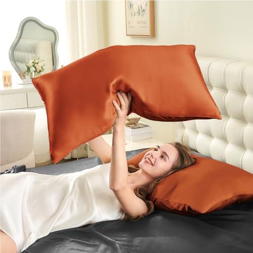 Image of INFIIXSO Silk Pillowcase Orange 2PC 20 inchx26 inch