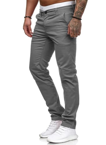 Image of HUNGSON Mens Chinos Dress Pants Slim Fit Stretch Business Casual Golf Work Slacks Trousers
