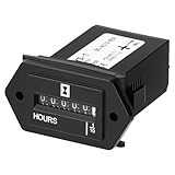 QWORK Mechanical Hour Meter - DC 10-80V Range for Diesel Engines, Boats, Generators