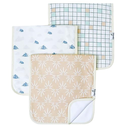 Image of Copper Pearl Premium Baby Burp Cloths - 3-Pack Large Cotton Burp Cloths, Extra Soft Spit Up Rags with 3 Absorbent Layers, Perfect for Baby Boy and Baby Girl Gifts (21" x 10" Size, Sol Set)