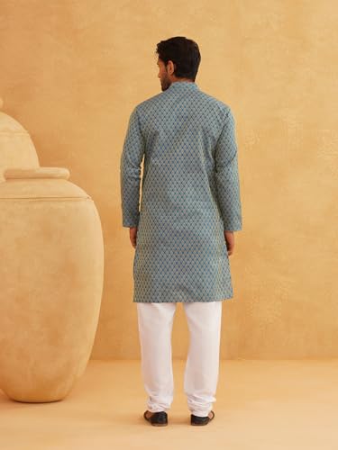 Image of SOJANYA Men's Cotton Regular Fit Casual (Since 1958 Linen Foil Printed ONLY Long Kurta