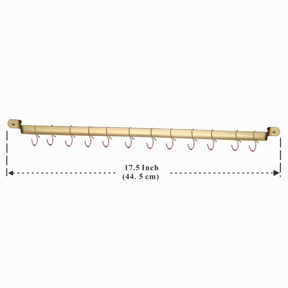 Kyraton Estante para utensilios de cocina con chapado en titanio dorado, organizador de rieles para cuchillos colgantes, riel de cocina gourmet montado en la pared con 14 ganchos