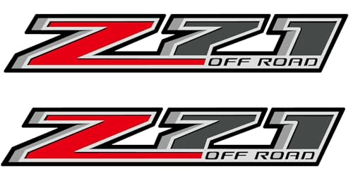 Set of 2 PCS Z71 Off Road Decals Stickers Compatible with Chevy Silverado Sierra Truck Pickup Bedside, Auto Decoration Accessories Emblem (Red and Gray)