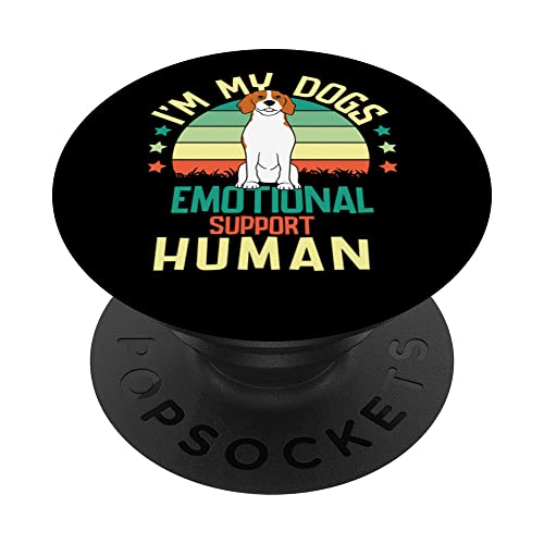 I'm My dog's Emotional Support-Human. PopSockets Swappable PopGrip, Black