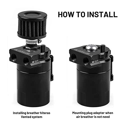 Image of 350ml Aluminum Oil Catch Can 2-Port Oil Separator Tank Compatible with Ford F150 2.7EB 3.5EB 5.0L Passenger Side 2011-2021, Expedition 3.5L EcoBoost 2