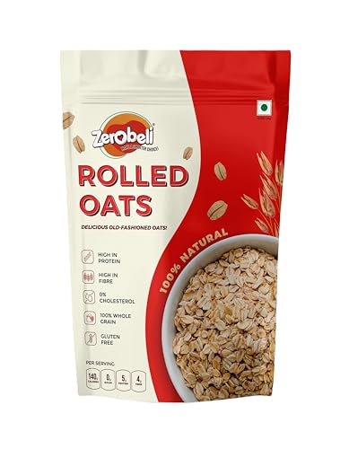 Image of Zerobeli Rolled Oats 1kg | 100% Natural & Wholegrain | High Protein & Fiber | Heart Healthy Breakfast Cereal | No Added Sugar | Ideal for Weight Management, Smoothies, Overnight Oats & Baking Recipes