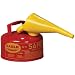 Eagle UI-10-FS Red Galvanized Steel Type I Gasoline Safety Can with Funnel, 1 gallon Capacity, 8" Height, 9" Diameter