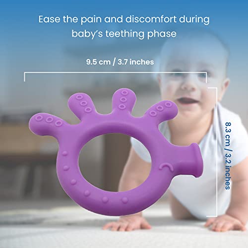 Image of Gadgetime USA Silicone Finger Teether Toy - Handheld Teething Relief for Girls & Boys - Chew Toy - Stimulating & Soft Soothing Chew Toys - BPA Free (Purple)