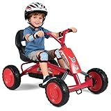 DREAMADE Kinder Go Kart, Gokart mit einstellbarem Sitz & Rückenlehne, Tretfahrzeug mit Vorwärts- & Rückwärtsfunktion & Pedal, Outdoor Tretauto mit Reifen für Kinder ab 3 Jahren (Rot)