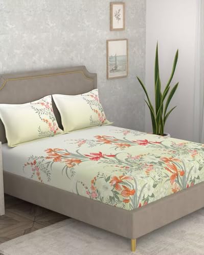 Image of Portico New York Super King Size Flat Bedsheet with 2 Pillow Covers Facets (Multicolor 6)