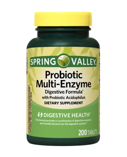 1 bot.Spring Valley Probiotic Multi-Enzyme Digestive Health Pills Tablets, 200 count