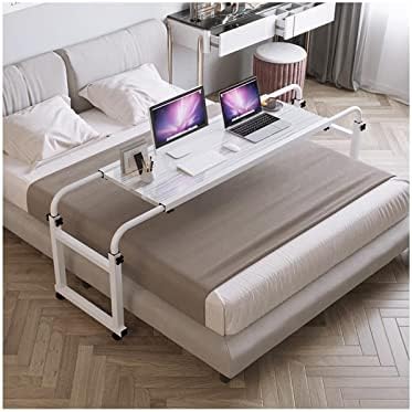 Extendable Rolling Mobility Table Over Bed,Overbed Table with Wheels for Full/Queen Beds Over-Bed Tables Standing Workstation Food Tray Desk Rolling Table for Twin/Full/Queen/King
