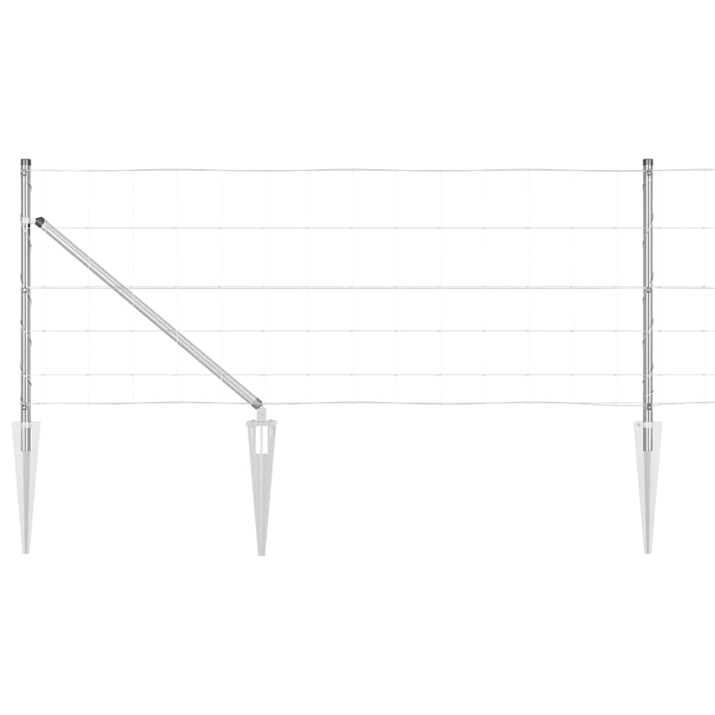 Galvanized Steel Fence Post 50 x 0.8 m Outdoor Garden Boundary Barrier Corrosion Resistant Weatherproof Rectangular Pole Set 26 Spike Posts