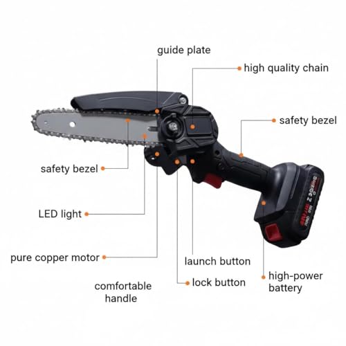 Image of Lapras 𝟏𝟓-𝐘𝐞𝐚𝐫 𝐋𝐨𝐧𝐠-𝐋𝐢𝐟𝐞 𝐖𝐚𝐫𝐫𝐚𝐧𝐭𝐲 Mini Electric Chainsaw, Cordless Chainsaw with Dual Battery, Portable Wood Cutting Machine, Handheld Power Saw for Gardening Tree Cutting