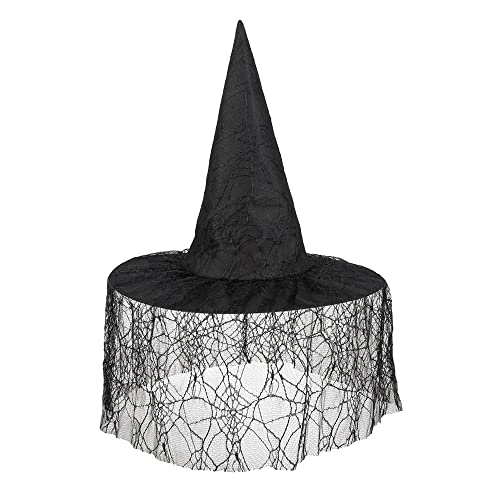 Boland 97002 - Hut Hexe Seda, 1 Stück, Einheitsgröße, schwarz, Schleier, Spinnennetz, Tüll, Zauberer, Magier, Glamour, Accessoire, Halloween, Karneval, Kostüm, Verkleidung, Mottoparty