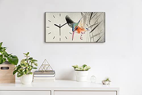 Tableau horloge haut de gamme oiseaux avec aiguilles noires