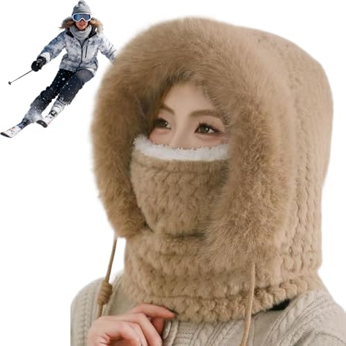 Sombrero de invierno ruso: 23 pulgadas Protección de oído a prueba de viento ajustable para senderismo de nieve, correr con correa ajustable, aislamiento térmico para deportes al aire libre, vellón de