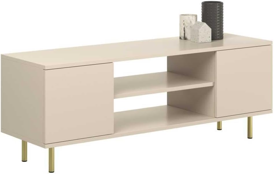 KOBI Focus TV Cabinet in Cashmere with gold legs
