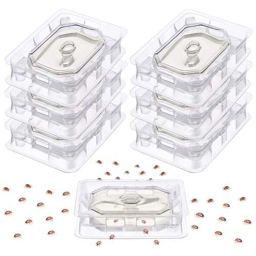Qualirey 6 Set Bed Bug Detector & Trap Bedbug Traps with Strong Glue Bedbug Interceptors Early Detection Glue Trap for Bed Legs Indoor Pest Control Blocker for Home and Travel (Clear)