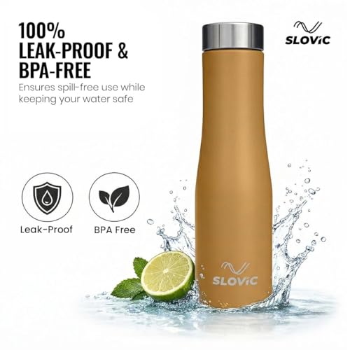 Image of SLOVIC Stainless Steel Water Bottle 1 LTR | 100% BPA Free & Leak-Proof | Sipper Water Bottle for Adults | Sipper Water Bottle for Adults | Ideal for Gym, Sports & Camping