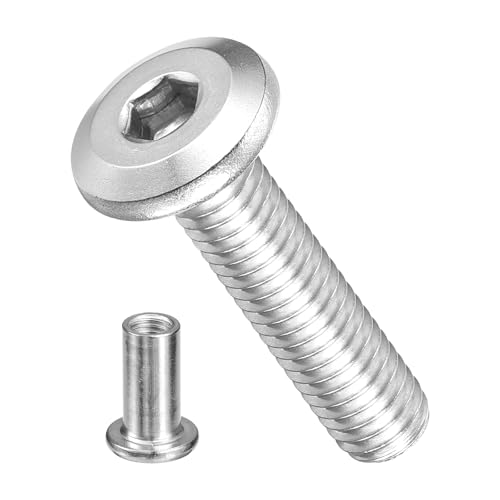 Image of METALLIXITY Crib Screws Replacement Set(M6-1x25mm) 40Pcs, Stainless Steel Connector Bolts M6 Screw Barrel Nuts Binding Screws, for Chair Cabinet Bed, Silver