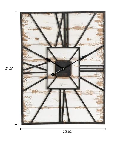 Glitzhome GH20199 Large Vintage Rectangle Metal Wall Clock 31.5 Inch thumb #7