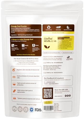 MYHERB 100% Pure Natural Organic Orange Peel Powder (Citrus Aurantium) || 227 Gm/0.5 Lbs || Ayurvedic Formula || Vitamic C || For Face, Skin Whitening & Hair Care || (Santra Chilka Powder)