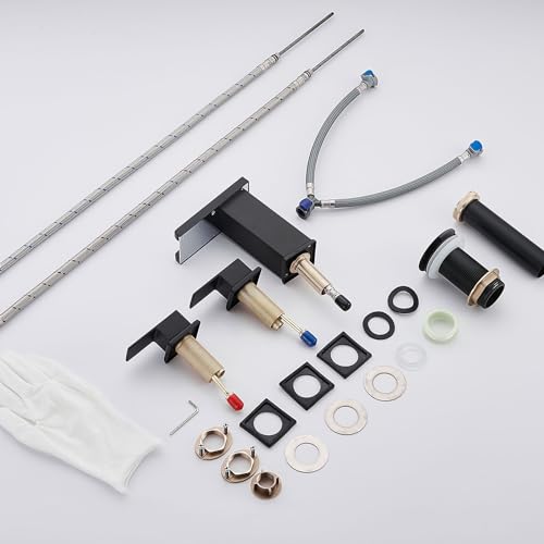 AVSIILE LED Bathroom Faucet 3 Hole, Matte Black Waterfall Bathroom Faucets, 8 Inch Widespread Modern Bathroom Sink Faucet & Parts, Wide Spread Touch On Three Hole 2 Handle Bathroom Vanity Faucet - Image 7