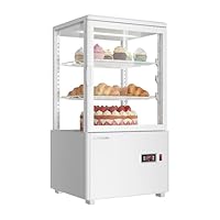 Upstreman Kühlvitrine 58L, Vitrine für Kühlschränke, Kühltheke 2-10°C, LED-Beleuchtung, 2 Verstellbare Ablagen, für Café Bäckerei, Tortenvitrine, CD58-Weiß