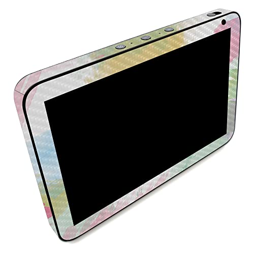 Image of MightySkins Carbon Fiber Skin Compatible with Amazon Echo Show 8 (Gen 2) - Watercolor White | Protective, Durable Textured Carbon Fiber Finish | Easy to Apply